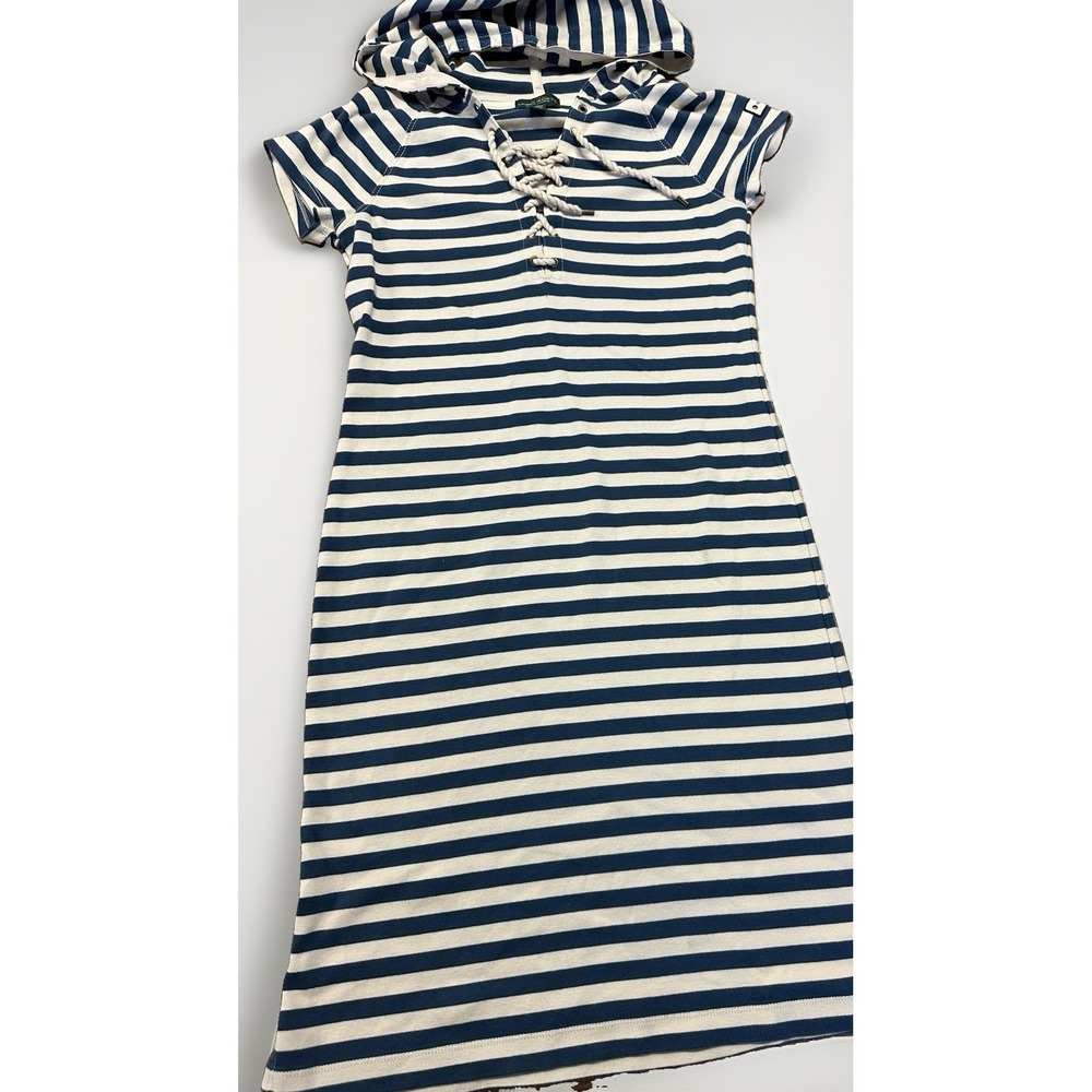 Lauren Ralph Lauren Dress LRL Blue White Striped Hoodie Women S Nautical Lace Up